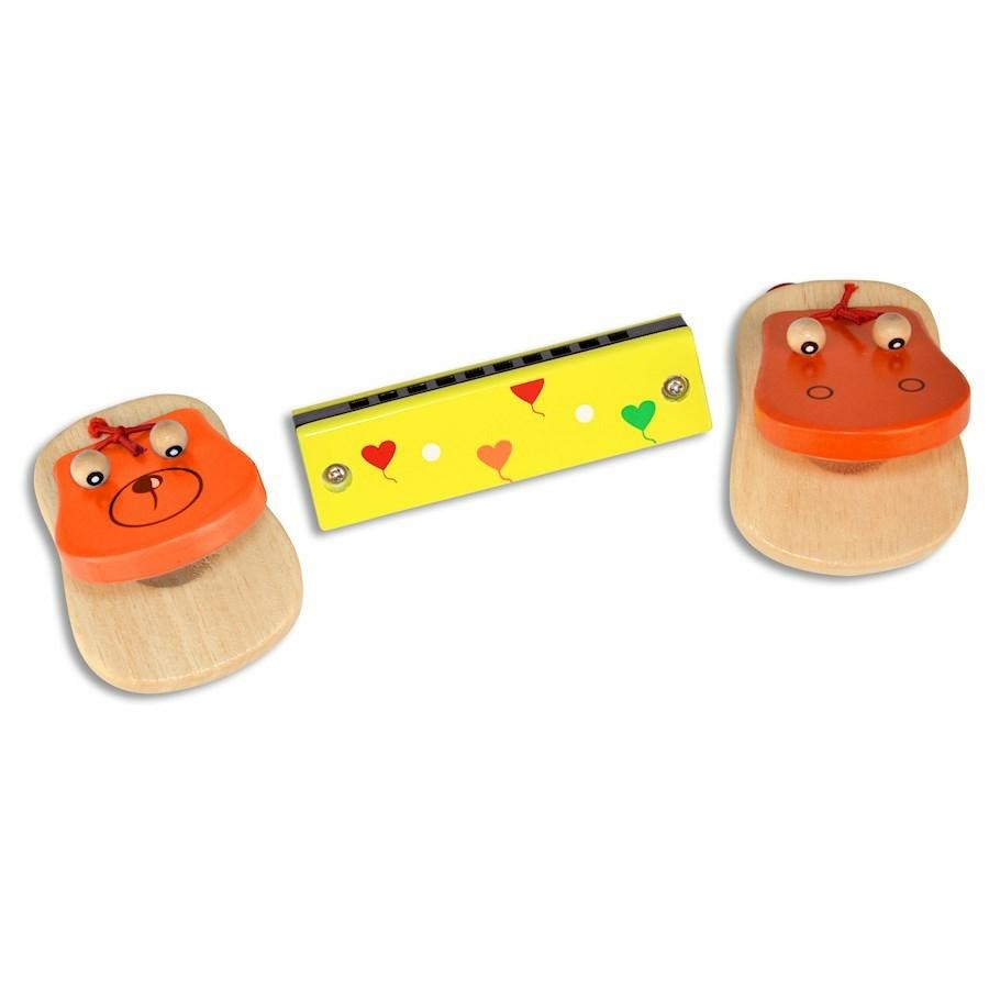 CASTAGNETTE E ARMONICA IN LEGNO MXW0310