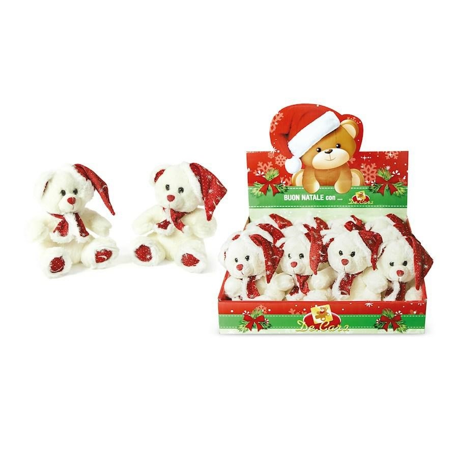 ORSETTO NATALE 16CM CON SCIARPA E   CAPPELLO IN DISPLAY