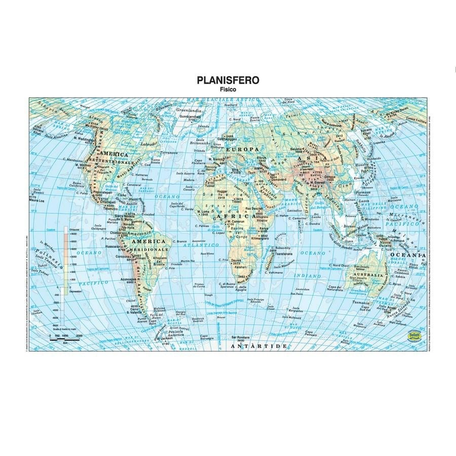 CARTINA GEOGRAFICA PLASTIFICATA MONDO