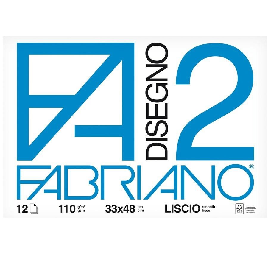 FABRIANO Blocco F2 cm33x48 Liscio 12ff 110gr