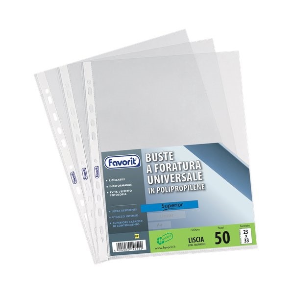 Busta con fori 21x29,7 spessore LINEAR in Naturene