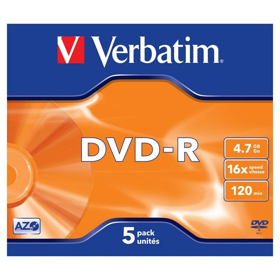 VERBATIM Dvd-R pz5 4,7Gb 16x con custodia *43557*