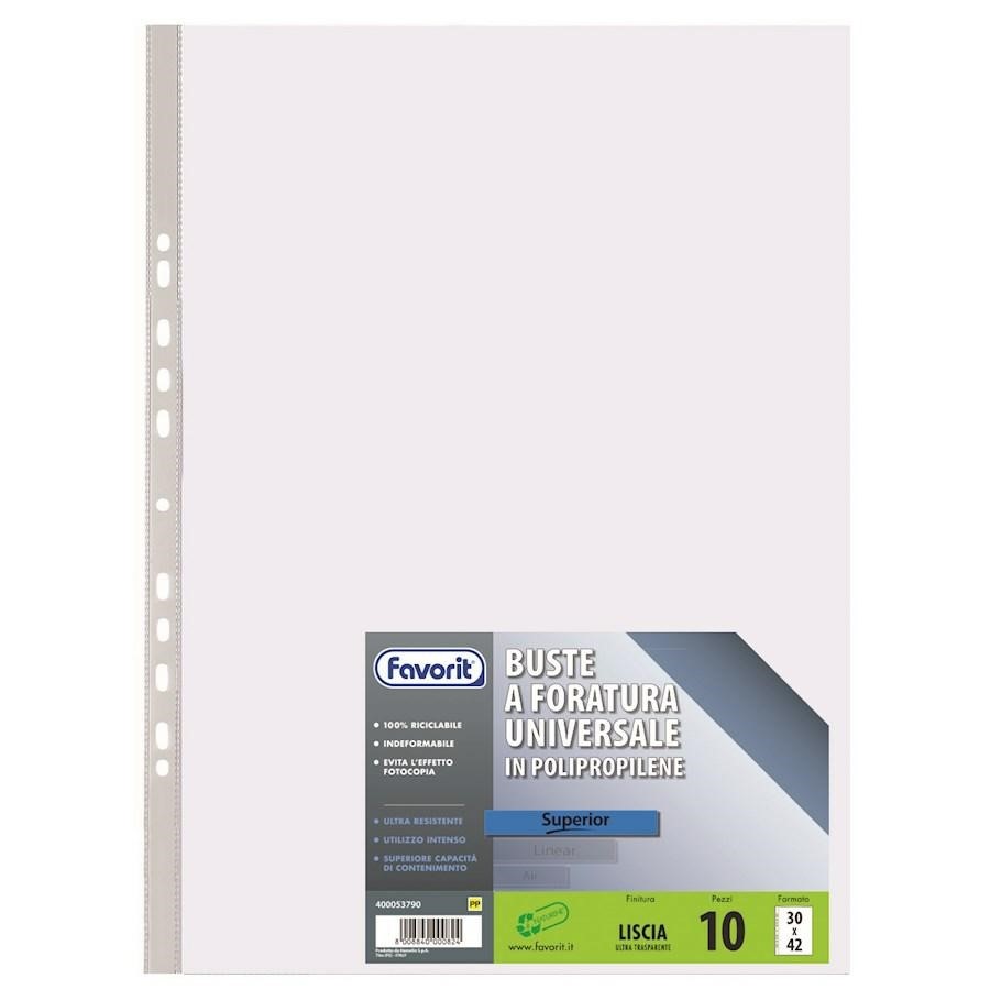 Busta con fori lato lungo 30x42     Liscia Superior in Naturene