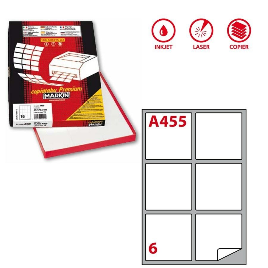 Etichette Copy Laser A4 mm99,1x93,1 (A455-AA0455) f100 6et