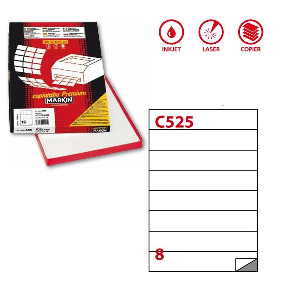 Etichette Copy Laser A4 mm210x37(C525) f100
