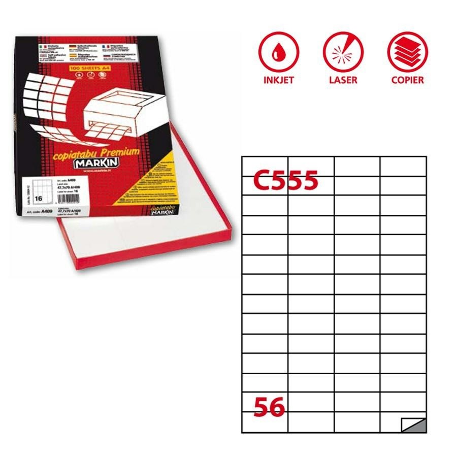 Etichette Copy Laser A4 mm52,5x21,17 (C555) f100