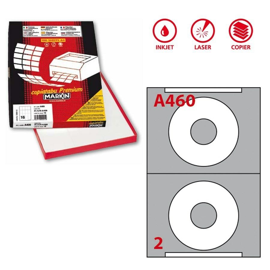 Etichette Copy Laser A4 0mm114 perCD(A460) f100