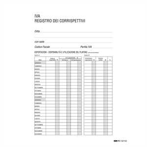 Registro IVA corrispettivi 15pag.numerate