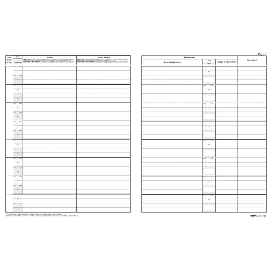 Registro Clientela ANTIRICICLAGGIO numerato 1/46