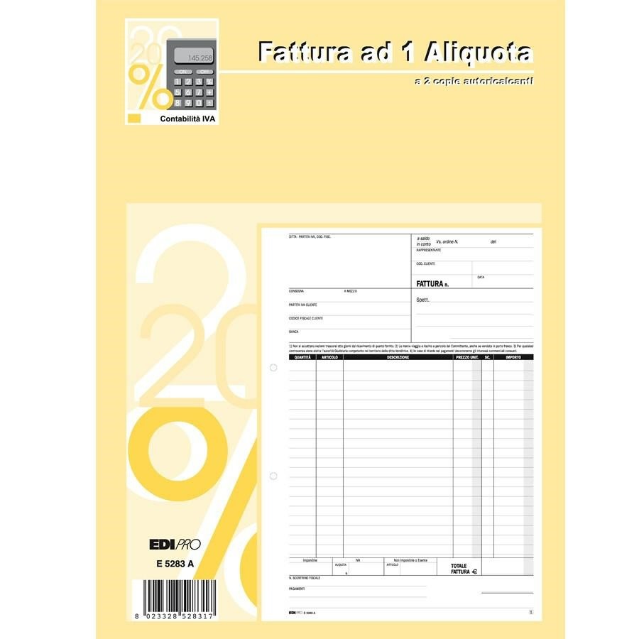Blocco FATTURE cm21x29 f50 2Copie       AUTOCOPIANTE