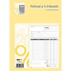 Blocco Fatture cm21x29 3 Aliquote 2 COPIE